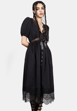 Mortuary Lace Button Up Midi Dress