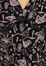 Mycophile Mushroom Print Mini Ruffle Dress