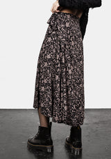 Mycophile Mushroom Print Midaxi Wrap Skirt