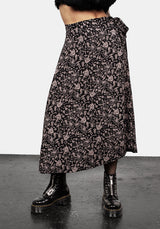 Mycophile Mushroom Print Midaxi Wrap Skirt