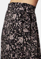 Mycophile Mushroom Print Midaxi Wrap Skirt