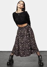 Mycophile Mushroom Print Midaxi Wrap Skirt