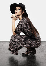 Mycophile Mushroom Print Wrap Midi Dress