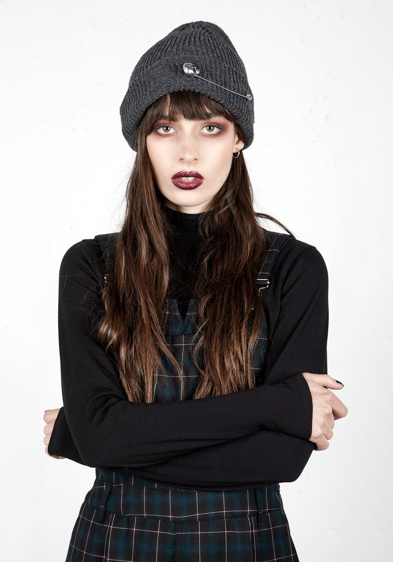 Skull Pin Knit Beanie