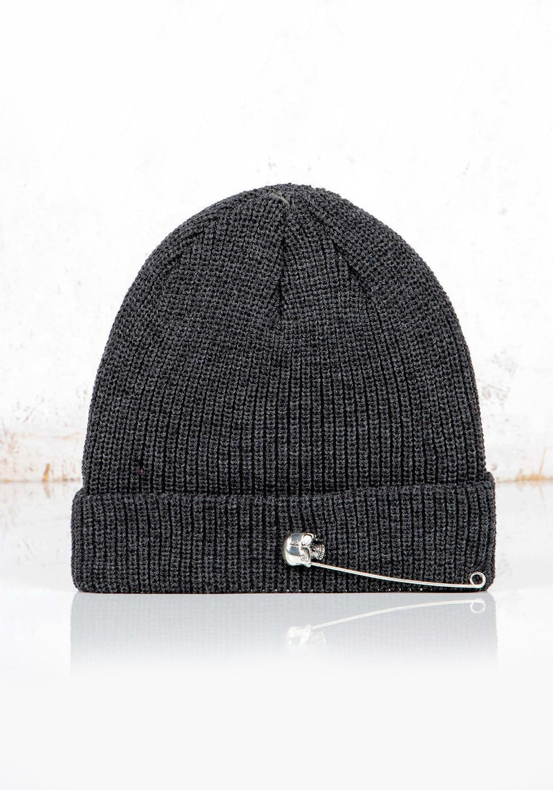 Skull Pin Knit Beanie