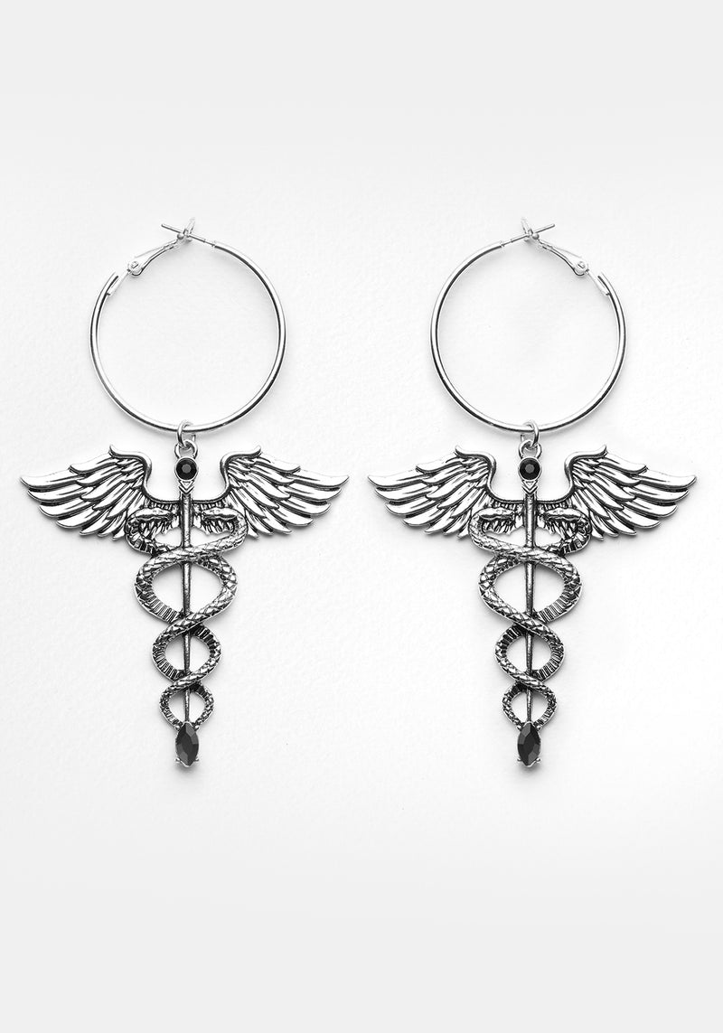CADUCEUS HOOP EARRINGS