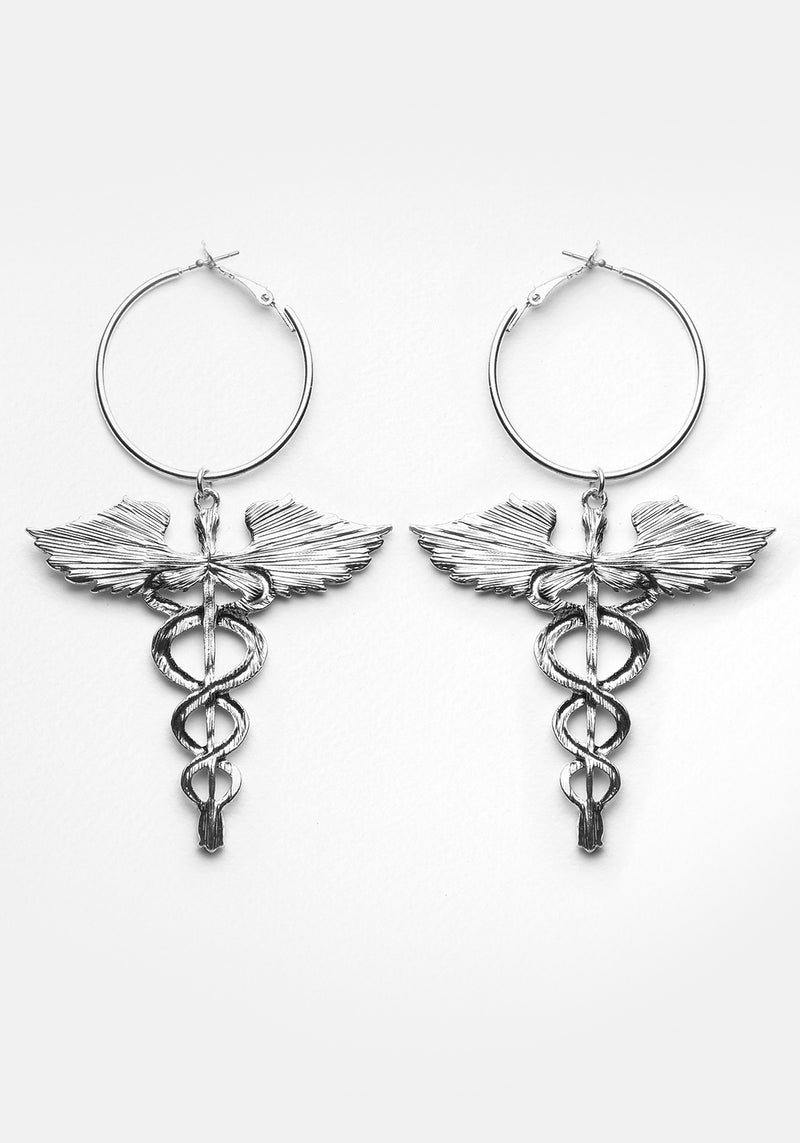 CADUCEUS HOOP EARRINGS